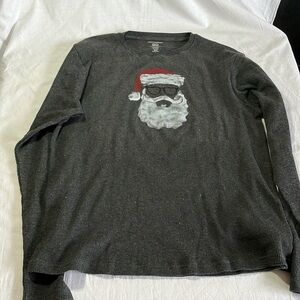 Lucky Brand Gray Santa Long Sleeve Tee